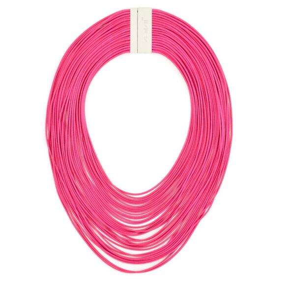 Zenzii Pink Learning The Ropes Leather Layered MultiStrand Statement Necklace - Picture 2 of 9